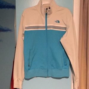 Blue and Cream Women’s North Face Jacket
